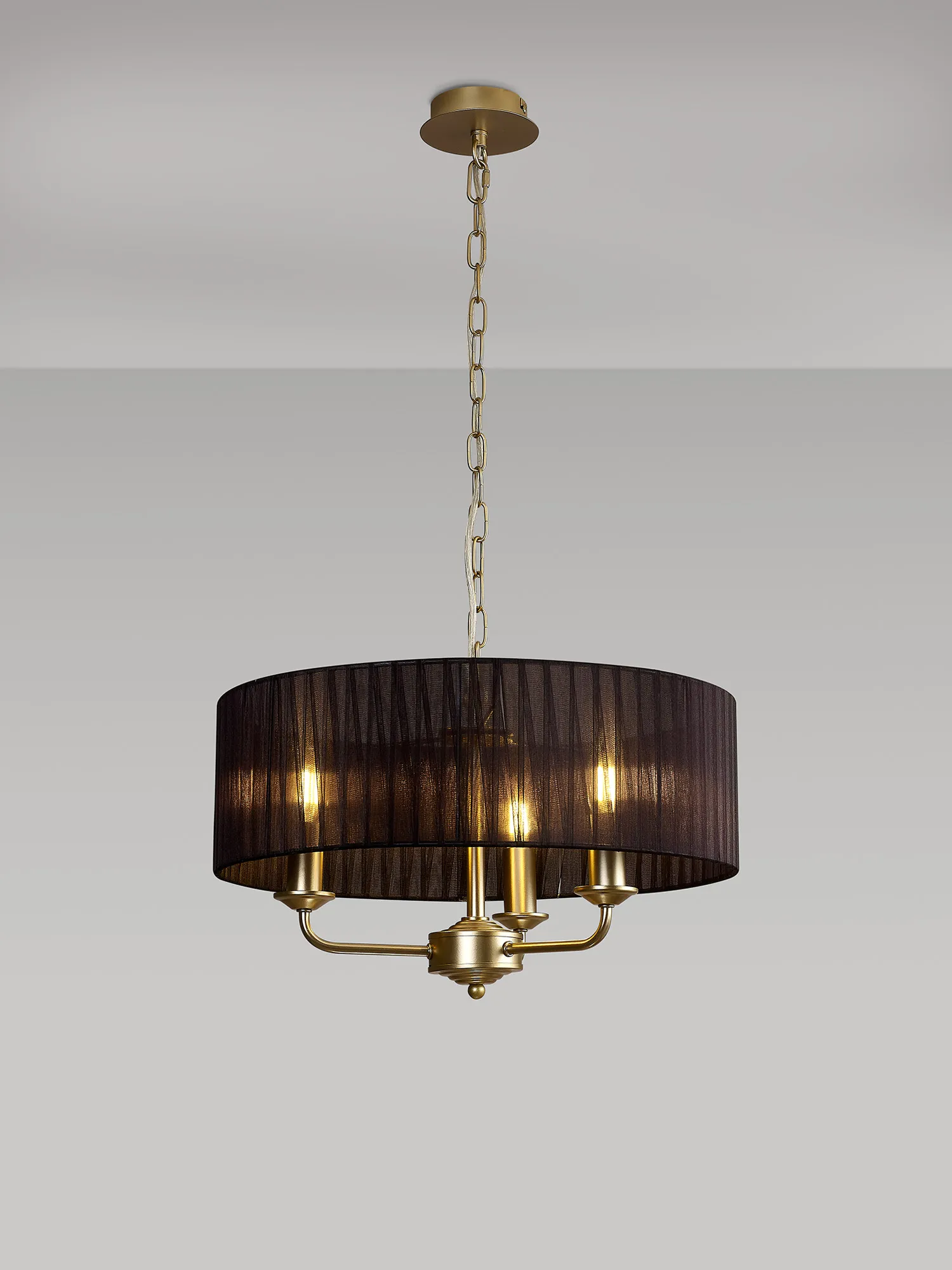 Banyan 45cm 3 Light Pendant Champagne Gold; Black DK0961  Deco Banyan CG BL